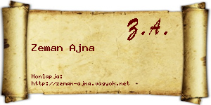 Zeman Ajna névjegykártya